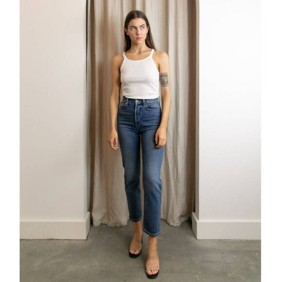 Re/Done Denim - RE/DONE 70s Ultra High Rise Stovepipe Jeans Medium Wash 26